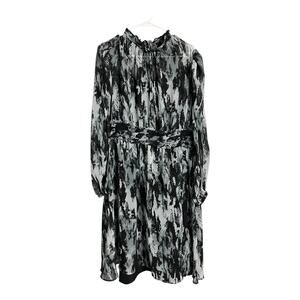 Simply Vera XL Womens Casual Dress watercolor Abstract Layered Black White